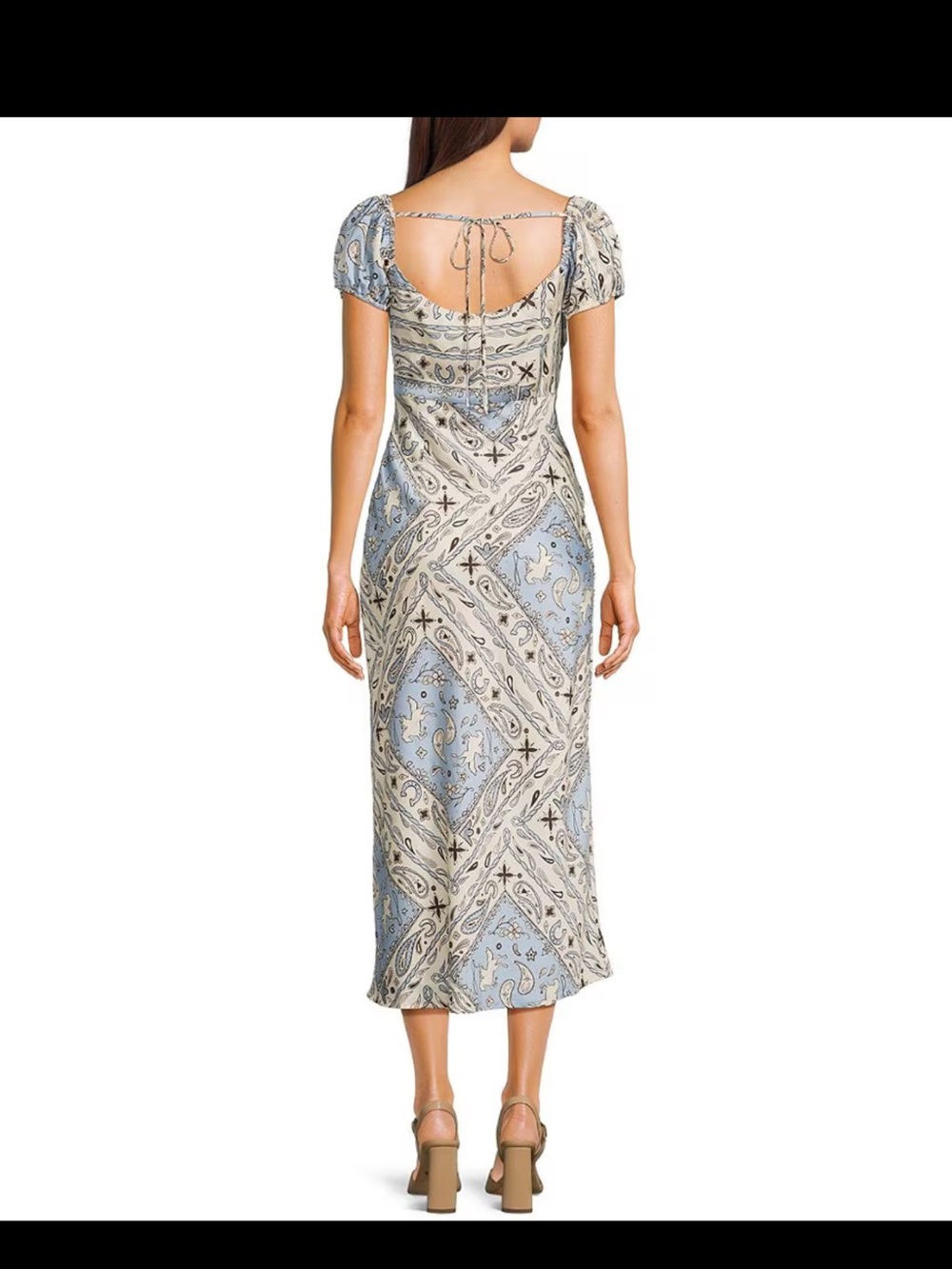 Bailey Rose western Blue Paisley Square-Neck Midi Dress